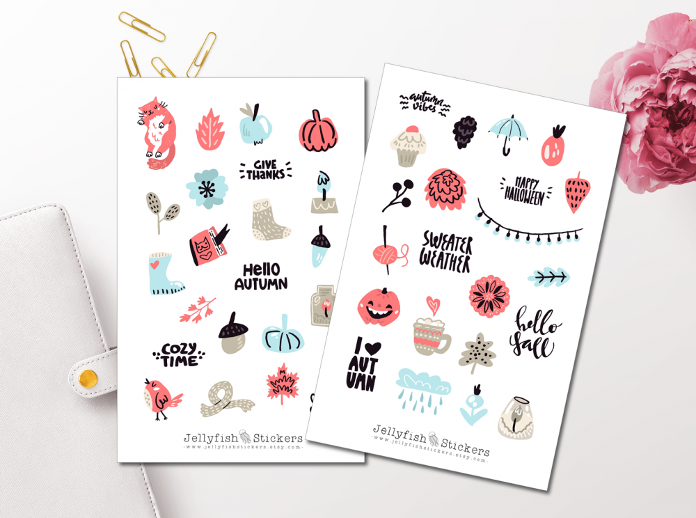 Herbst Pastell Sticker Set